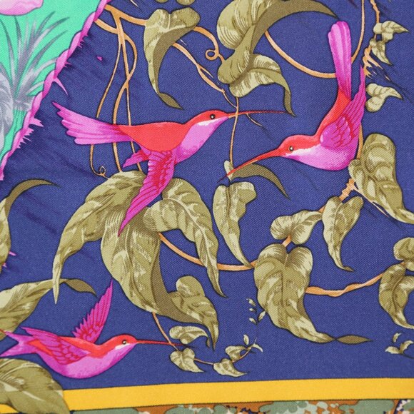 Auth Hermes "Tropiques" by Laurence Bourthoumieux silk scarf vtg Barely Used Con - Picture 5 of 12